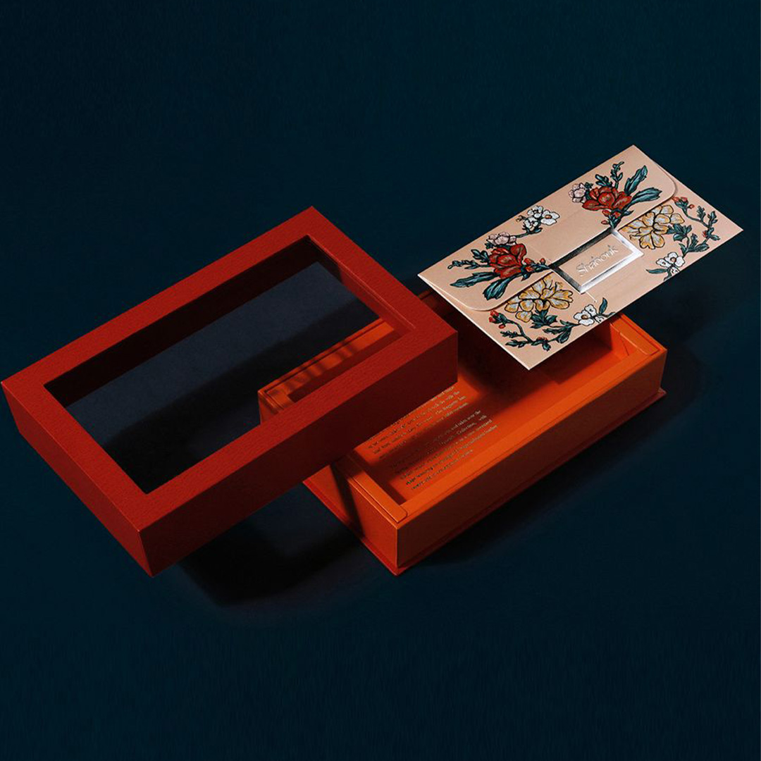 Compact beauty product box with satin finish